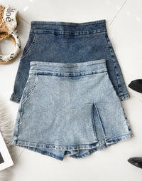 【S6891】高品质COTTON JEANS简约时尚厚实牛仔高腰百搭裤裙，有口袋 ❤️❤️【A-R2-C6】