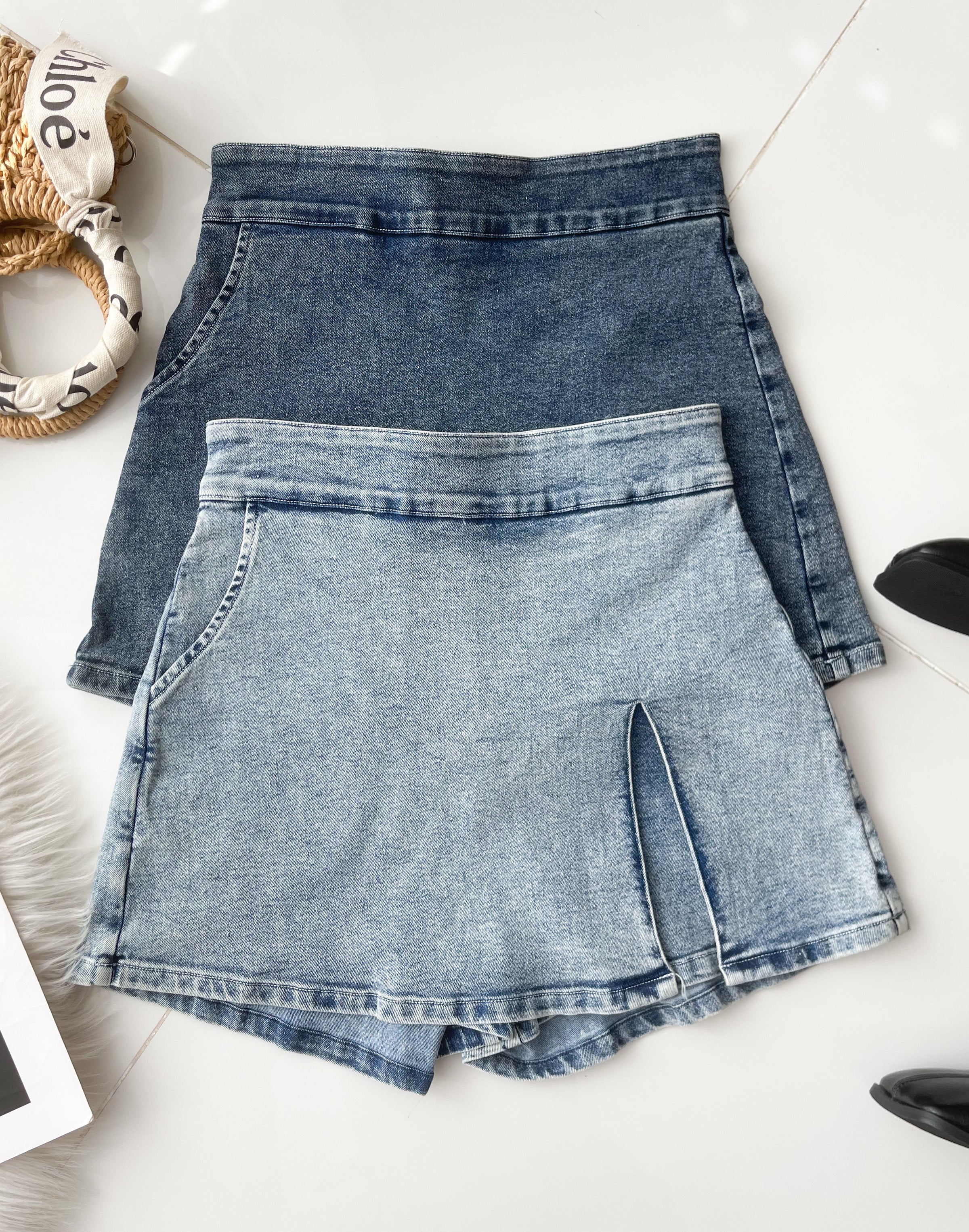 【S6891】高品质COTTON JEANS简约时尚厚实牛仔高腰百搭裤裙，有口袋 ❤️❤️【A-R2-C6】
