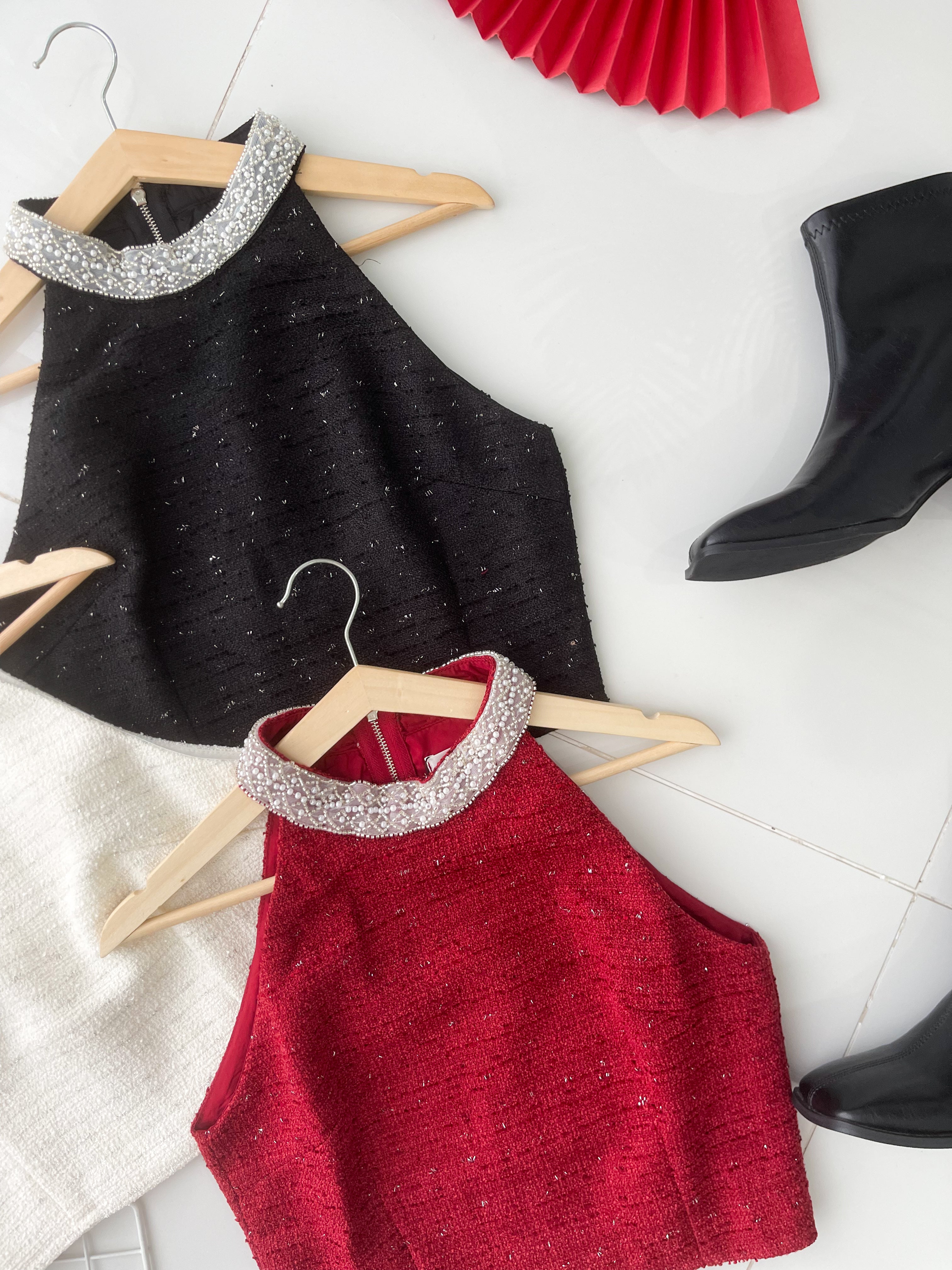 【T2745】高品质精致串珠小香风无袖上衣 ❤❤