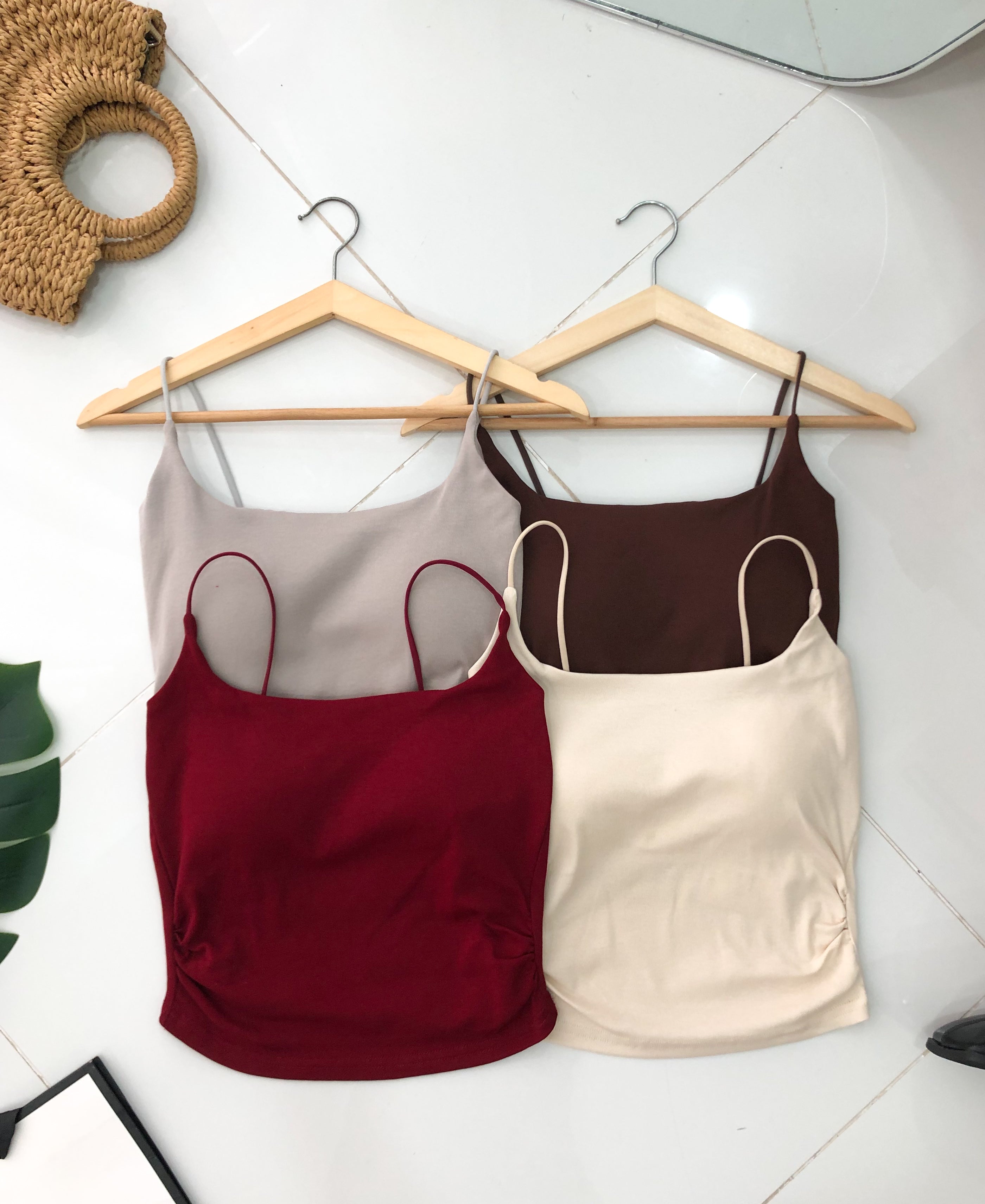 【T80658】高品质纯棉弹力带胸垫无线肩带上衣/内搭 ❤️❤️