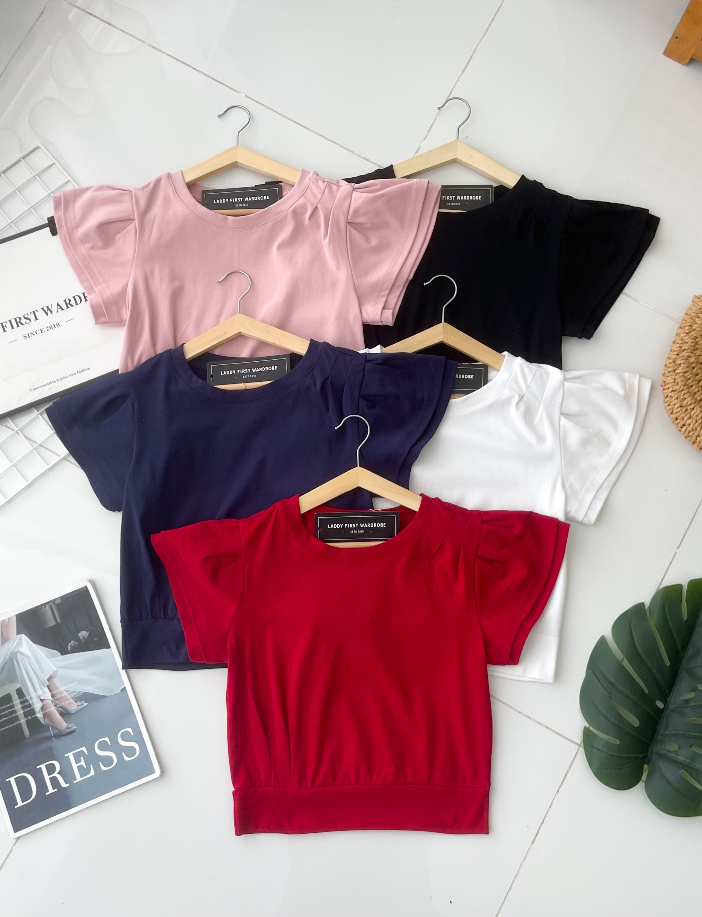 【T98665】高品质荷叶袖纯棉弹力百搭上衣 ❤❤