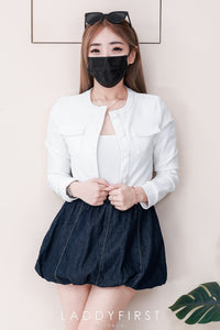 【S60092】高品质松紧弹力休闲牛仔花苞裤裙内有里裤，有口袋 ❤️❤️ 【A-R1-C1】
