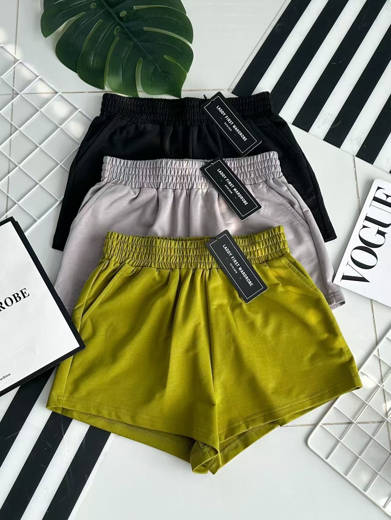 【S9045】独家爆款卫衣棉松紧腰弹力日常休闲百搭短裤，有口袋 ❤️❤️ #休闲百搭 🔥🔥 【B-R3-C3】