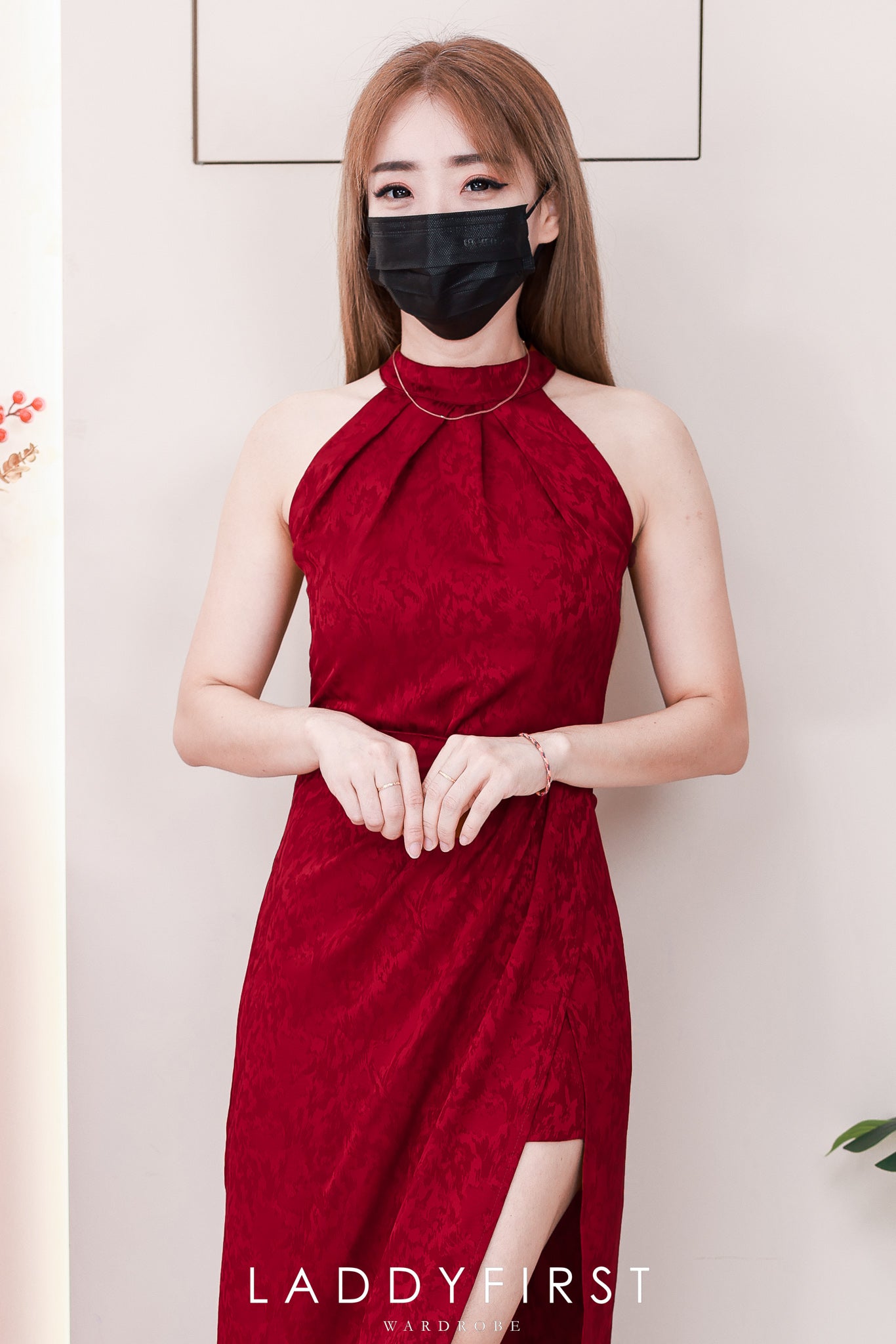 【SS16960】高品质两件式高级感新中式缎面旗袍套装 CUT IN无袖旗袍上衣➕开叉边设计高腰裙子 ❤️❤️8