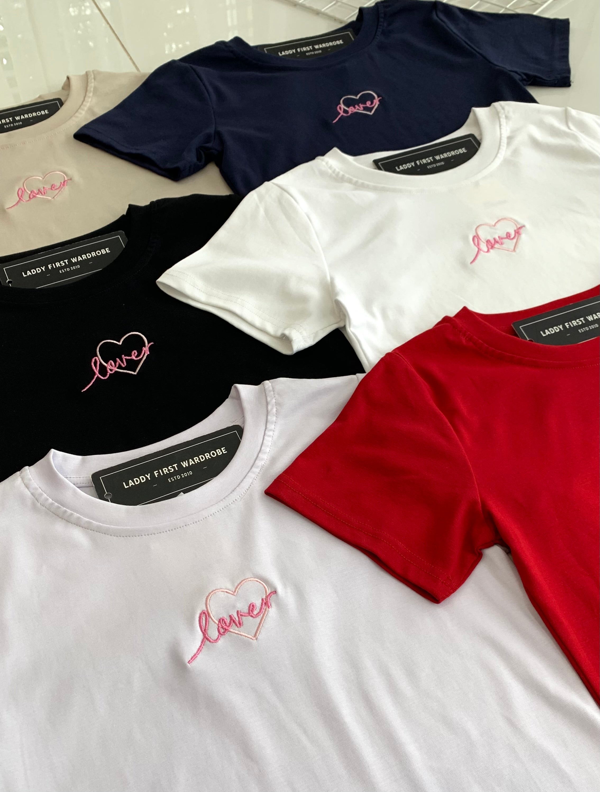【T83299】高品质love字体刺绣纯棉弹力短袖日常休闲百搭上衣 ❤❤【A-R1-C2】