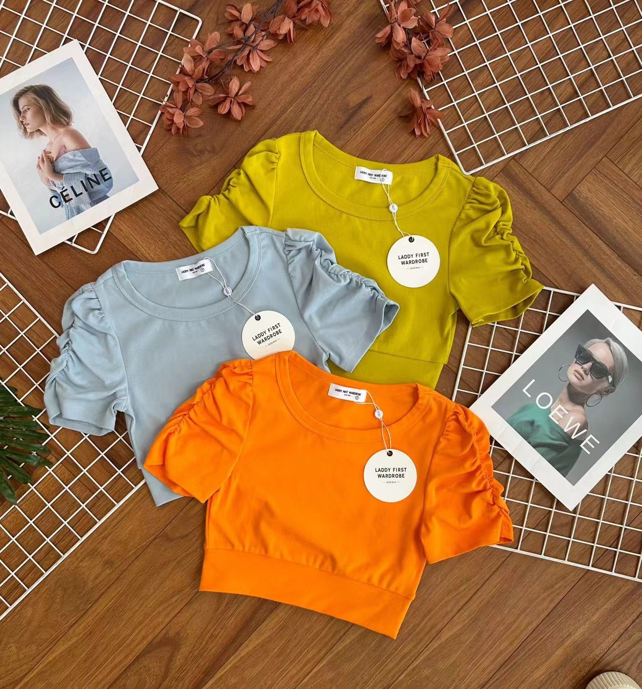 【T3454】【LFW独家小圆饼】高品质厚棉皱褶短袖纯棉弹力简约休闲百搭上衣 ❤❤ 【A-R1-C1】