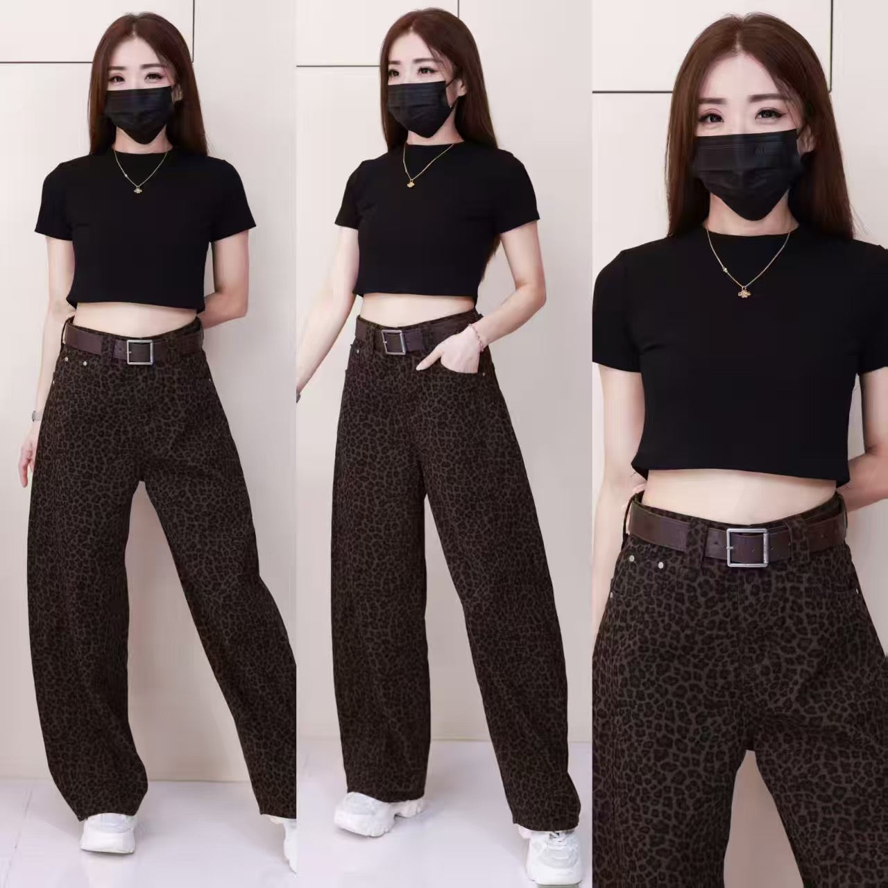 【L16569】✨现货✨ 高品质气质阔腿牛仔高腰长裤 , 有口袋 ❤️❤️