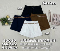 【S83030】高品质简约时尚厚实西装高腰显瘦百搭短裤，附送细款腰带，有口袋 ❤️❤️【B-R1-C6】