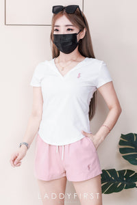 【SS88341】高品质两件简约日常休闲百搭套装 Polo刺绣短袖上衣➕松紧腰弹力牛仔高腰百搭短裤，有口袋 ❤️❤️【C-R1-C2】