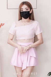 【SS77137】高品质两件式小香风拼接西装套装 小香风拼接花瓣上衣➕宽腿西装百搭短裤，有口袋 ❤️❤️【A-R1-C4】