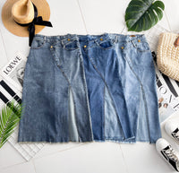 【L121417】高品质COTTON JEANS牛仔弹力韩系时尚开叉设计高腰裙子，有口袋 ❤️❤️ 【A-R1-C1】