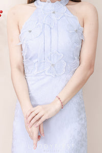【D81706 / 37676】高品质高端气质立体花瓣提花连身裙子 ❤❤【A- R2-C3】