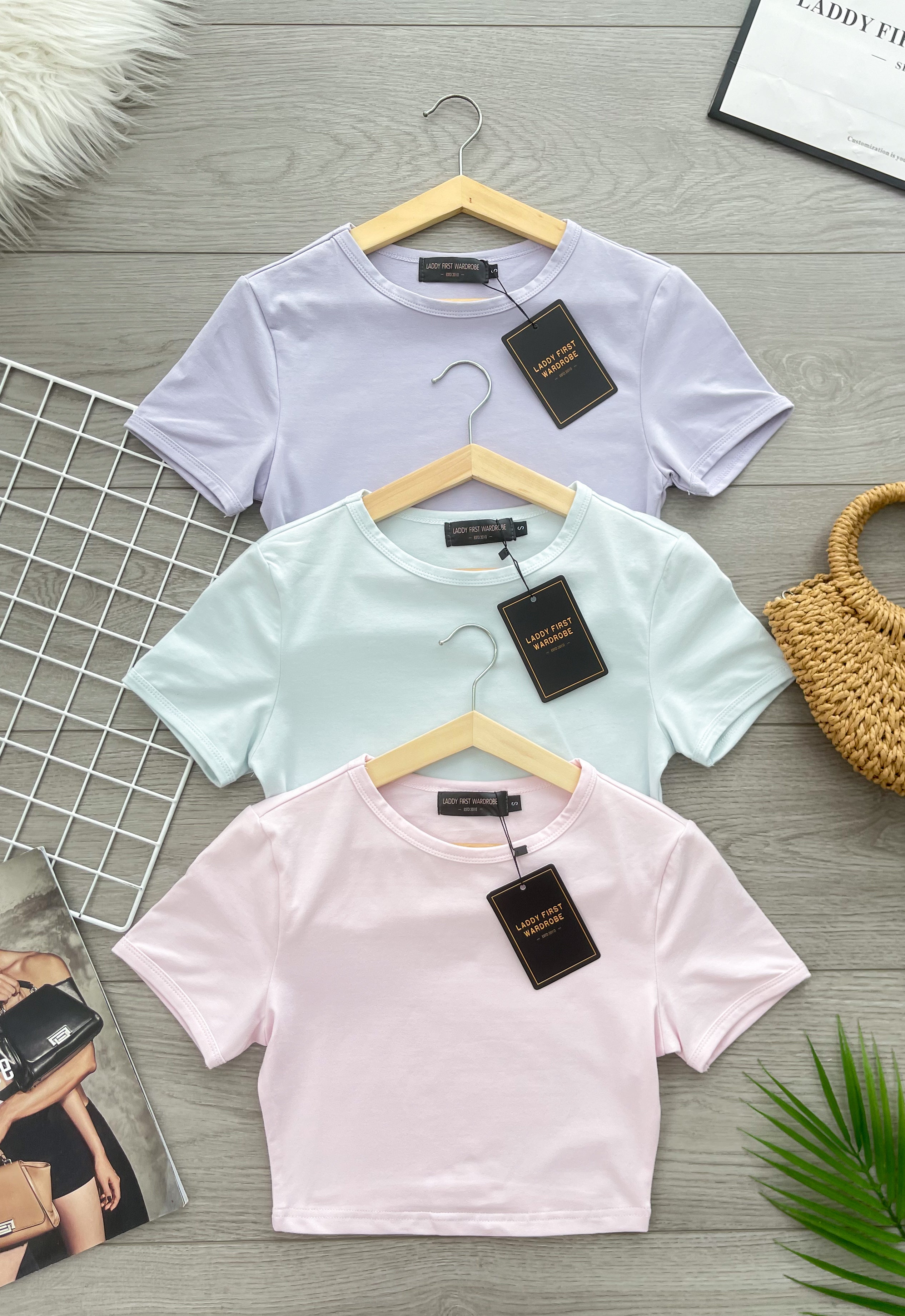 【T3543】独家爆款高品质百搭必备款纯棉弹力短版百搭短袖上衣 ❤❤