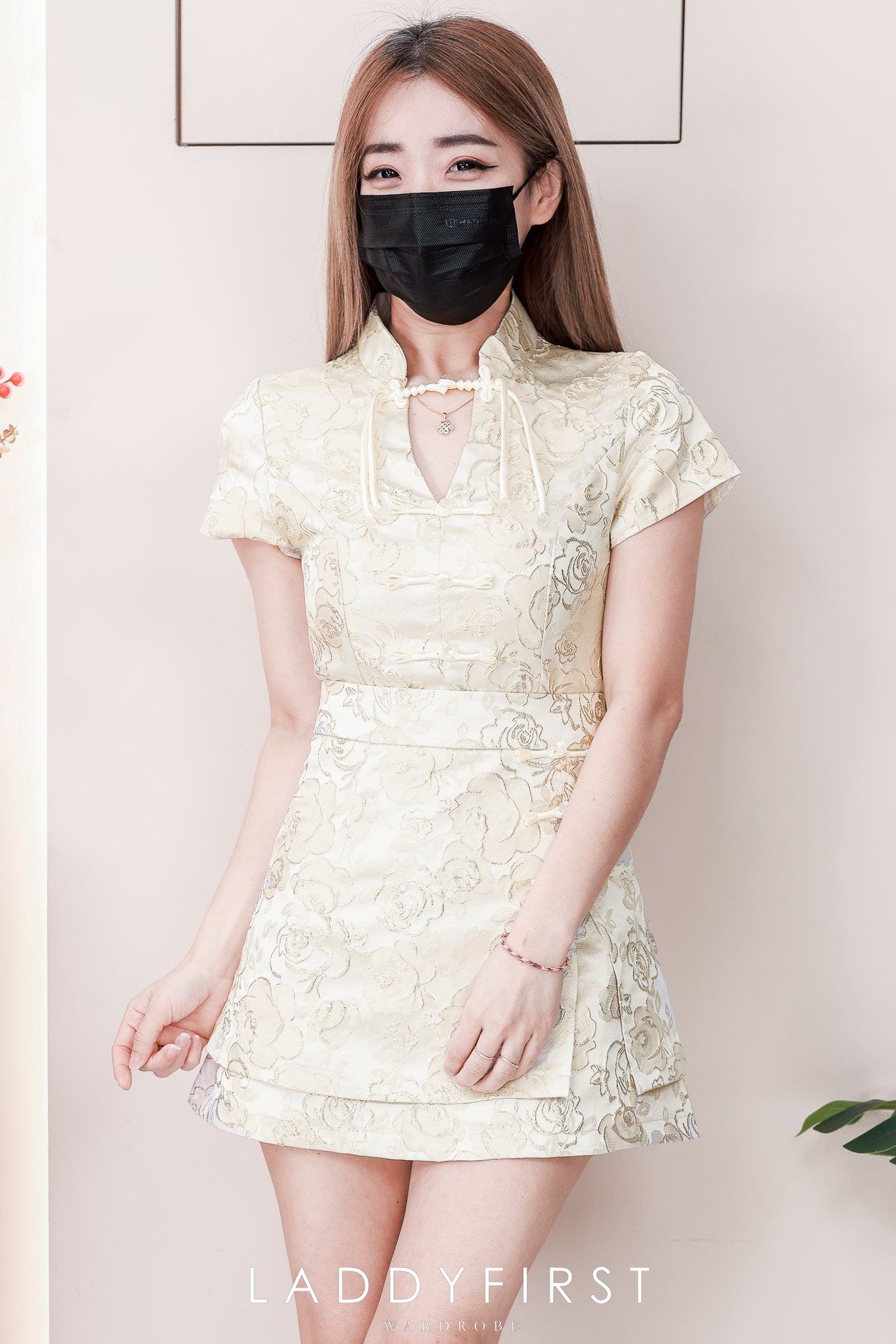 【SS6875】高品质两件式高档气质花开富贵新中式提花旗袍套装 短袖提花旗袍上衣➕提花旗袍高腰裙子，内层有里布短裤 ❤️❤️【A-R1-C4】