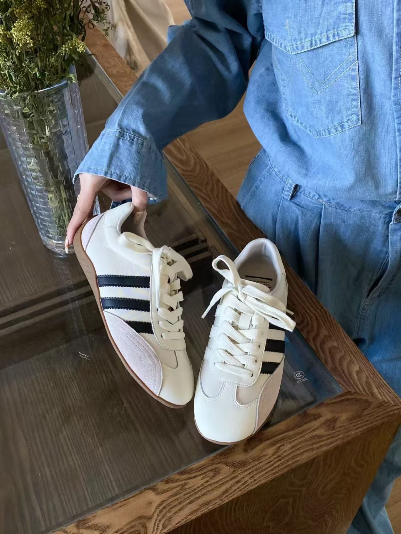 【R9135-3】🔅精选预售款🔅 高质量韩系街头风复古真皮经典三条杠阿甘鞋子 ❤️