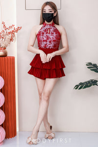 【S68135】【LFW独家小圆饼】【直播间搭配】双层蛋糕百褶荷叶边高腰显瘦西装裙子，内层防走光短裤 ❤️❤️ 【C-R3-C5】