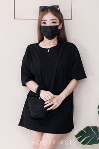 【O1160】高品质三件套男女同款纯棉Oversized 潮流时尚上衣 ❤️❤️ 上衣➕包包➕发圈【A-RU9】