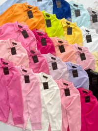 【T80340】＊订单不断＊ 独家爆款高品质韩式宽松版多巴胺色系翻领长袖西装衬衫上衣❤️【A-R1-C5】