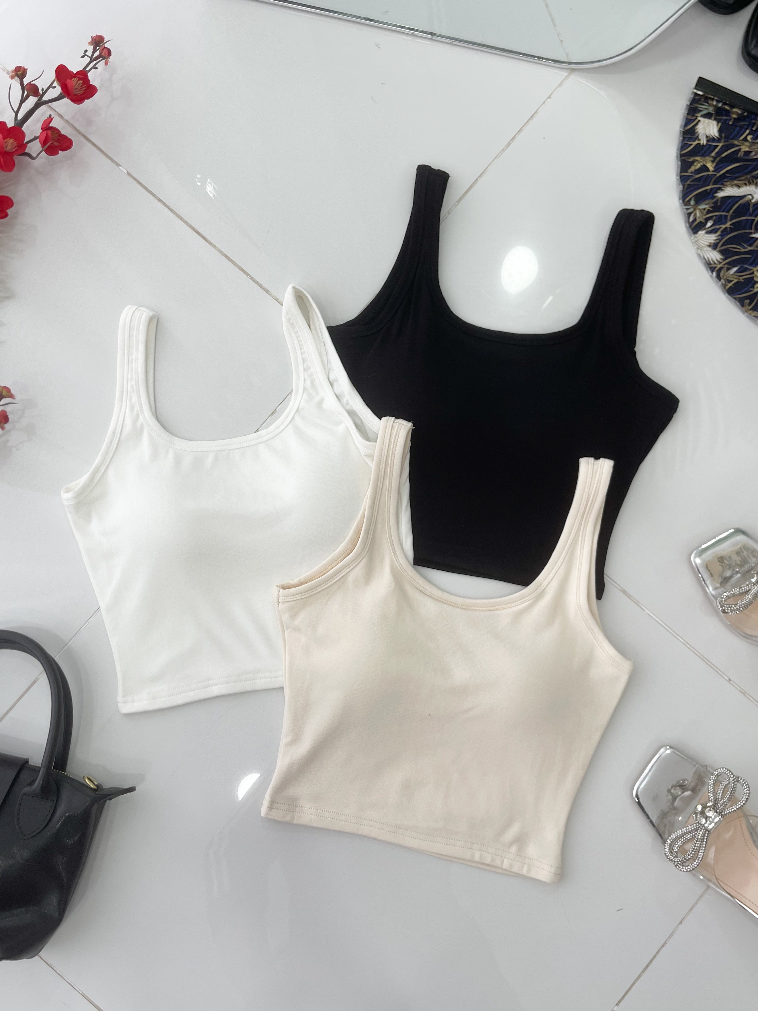 【T82978】高品质带胸垫纯棉弹力短版百搭背心上衣 ❤❤