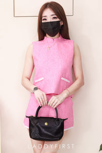 【SS21788 / 19759】高品质两件式小香风简约时尚套装 宽松无袖小香风上衣 ➕小香风高腰短裤，有口袋 ❤️❤️ 【B-R1-C6】