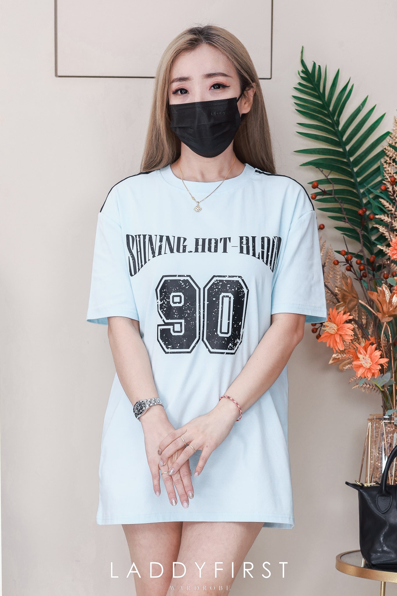 【T14262 / 9063 】高品质圆领90字母拉线设计OVERSIZED 上衣 ❤❤