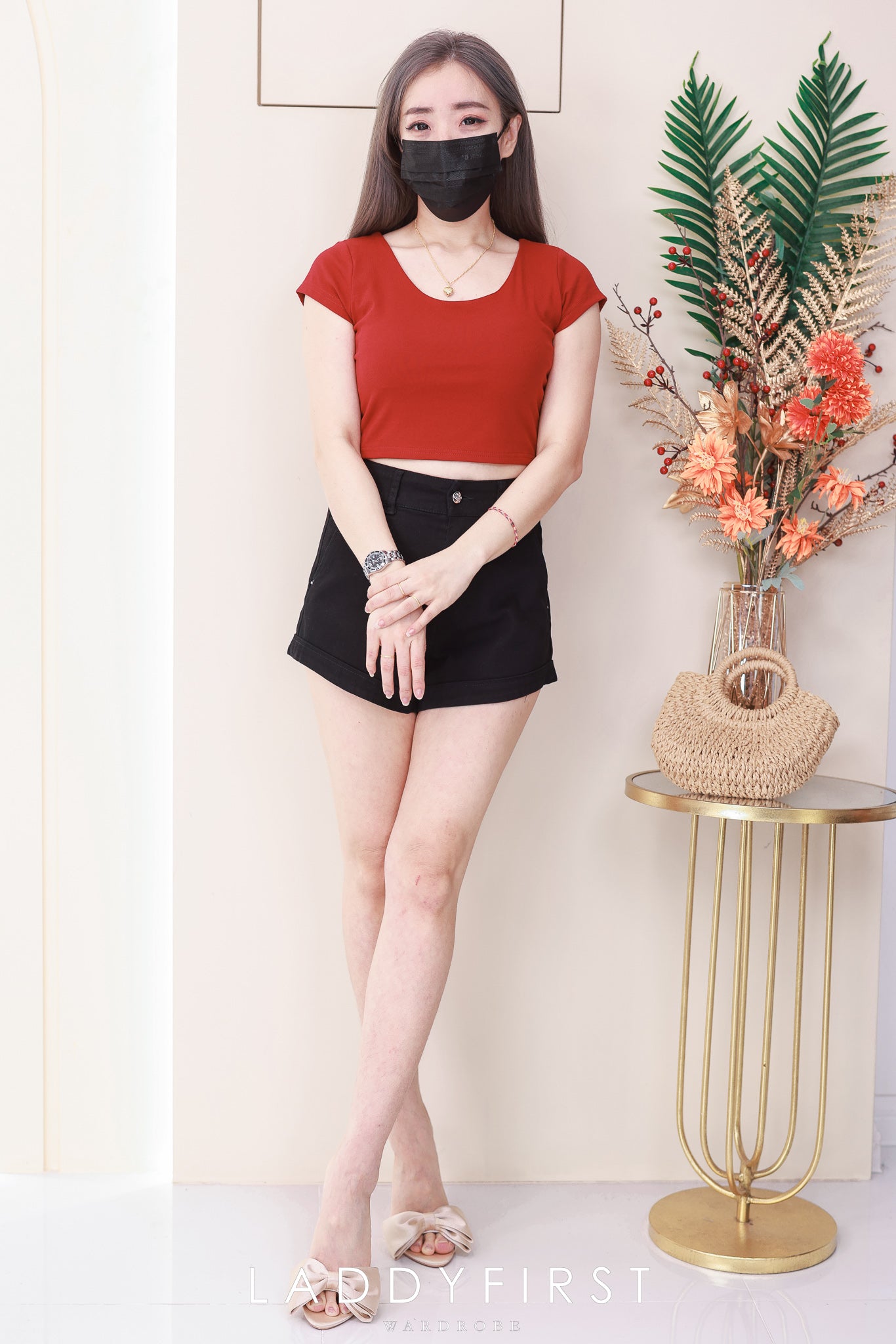 【T82200】高品质前双后单纯棉弹力带胸垫短版上衣 ❤❤