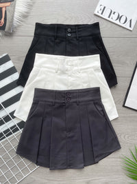 【S6704】高品质欧美减龄时尚百搭款自助高腰百褶裙子，内层有里布短裤，有口袋 ❤️❤️ 【A-R1-C1】