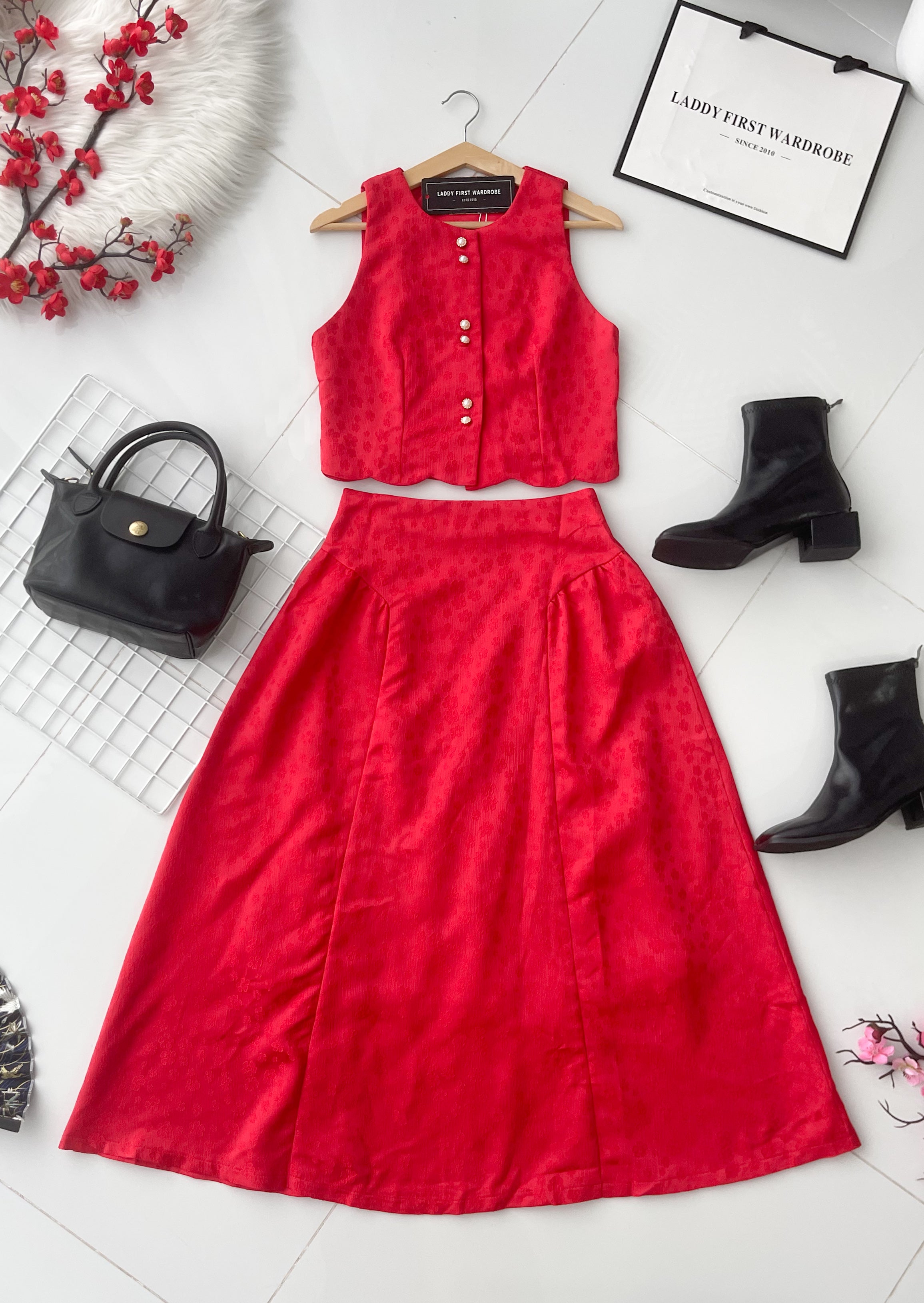 【SS98802】高品质两件式国风新中式旗袍套装 无袖上衣➕高腰长裙 ❤️❤️