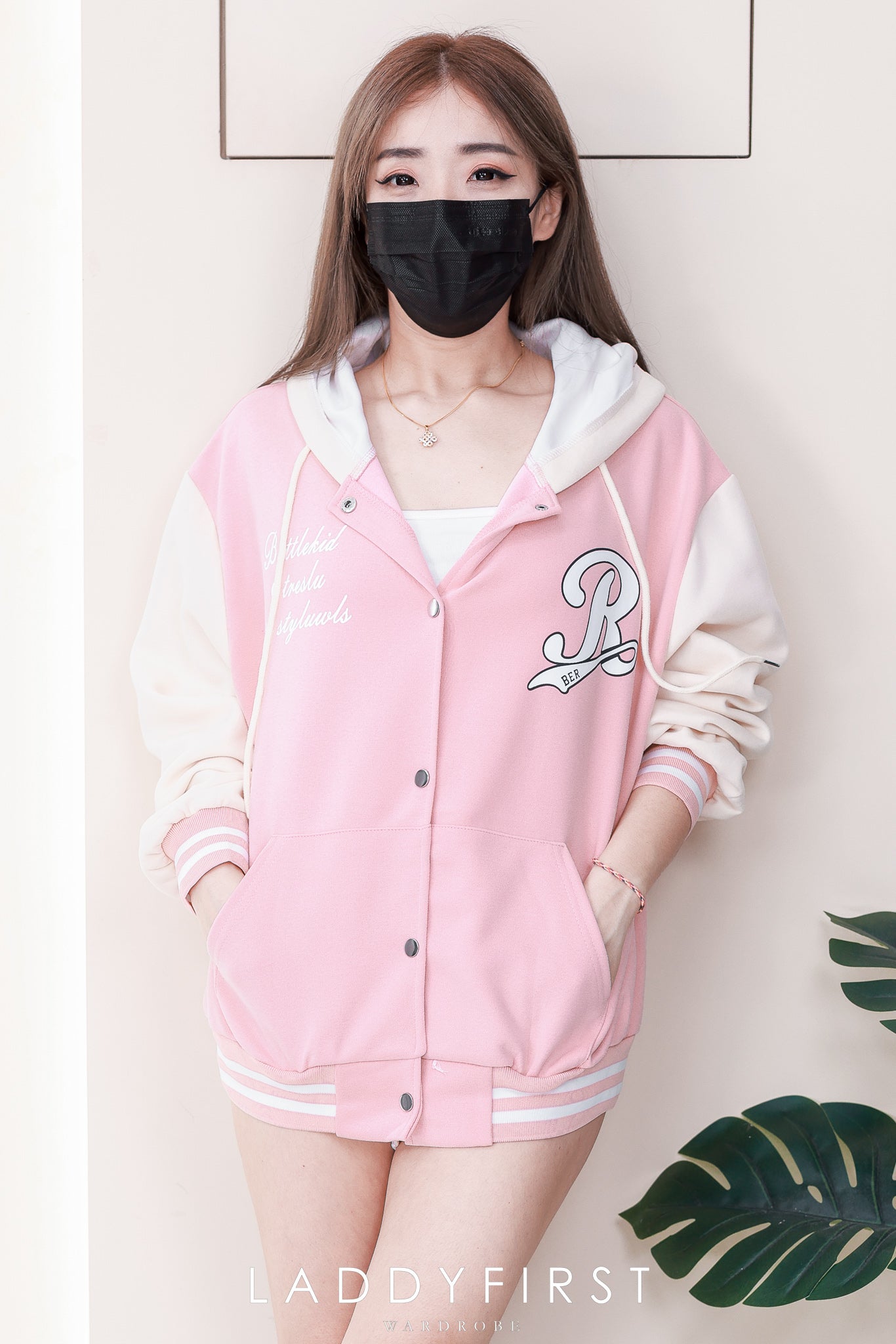 【JK803】高品质男女同款气质撞色系R印花连帽长袖卫衣，按扭设计有口袋 ❤❤