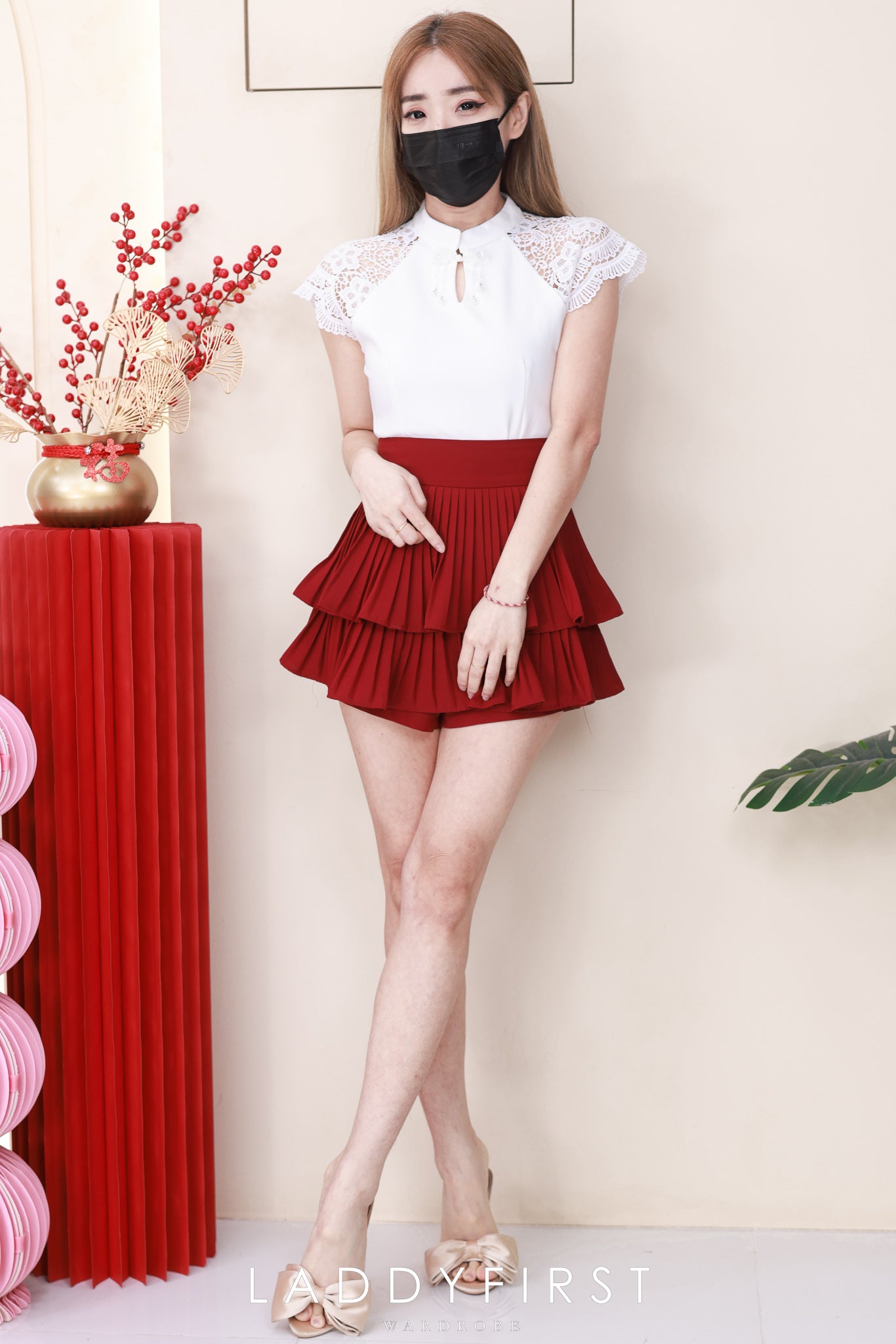 【T6936】高品质罗马拼接水溶蕾丝袖子旗袍上衣 ❤❤