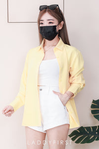 【T80340】＊订单不断＊ 独家爆款高品质韩式宽松版多巴胺色系翻领长袖西装衬衫上衣❤️【A-R1-C5】