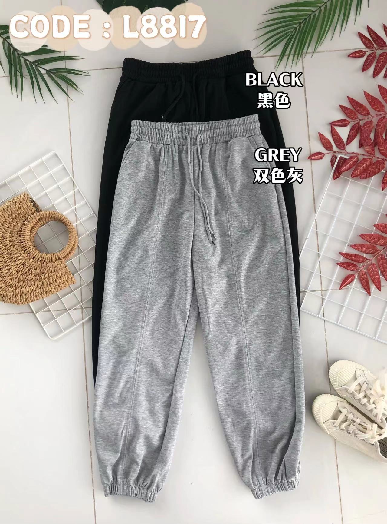 【L8817】高品质卫衣棉质松紧腰弹力休闲百搭运动长裤，有口袋 ❤❤ 【A-R1-C1】