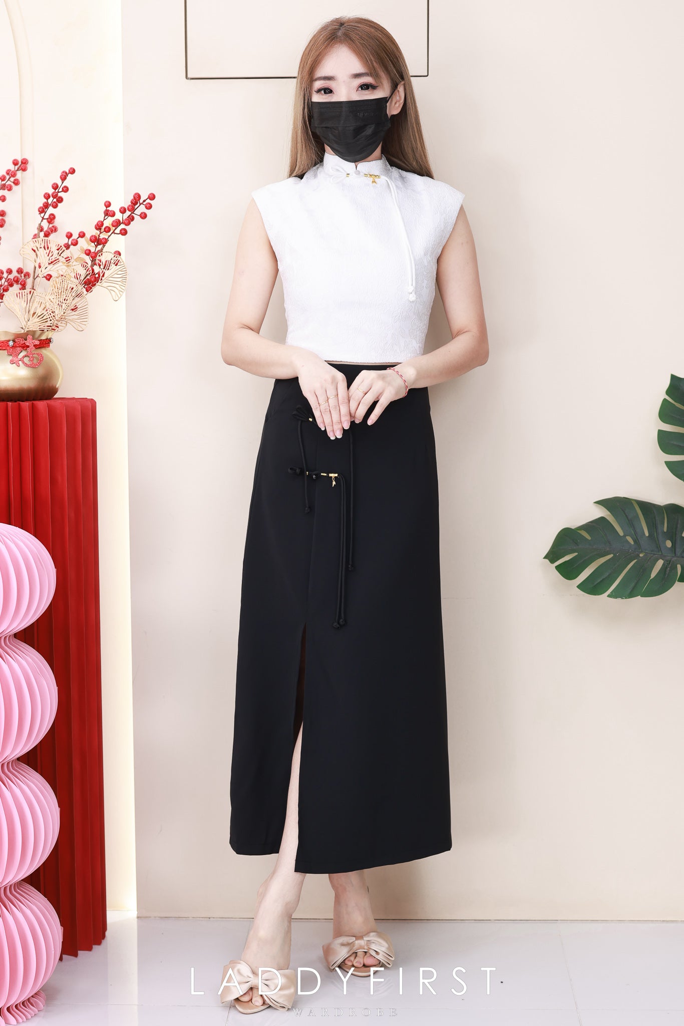 【SS6930】高品质两件式新中式旗袍套装 旗袍提花上衣➕侧边开叉设计西装高腰百搭长裙 ❤️❤️