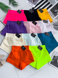 【S80484】独家爆款多巴胺色系卫衣棉质后副松紧弹力高腰休闲百搭短，有口袋 ❤️❤️ 【B-R1-C1】