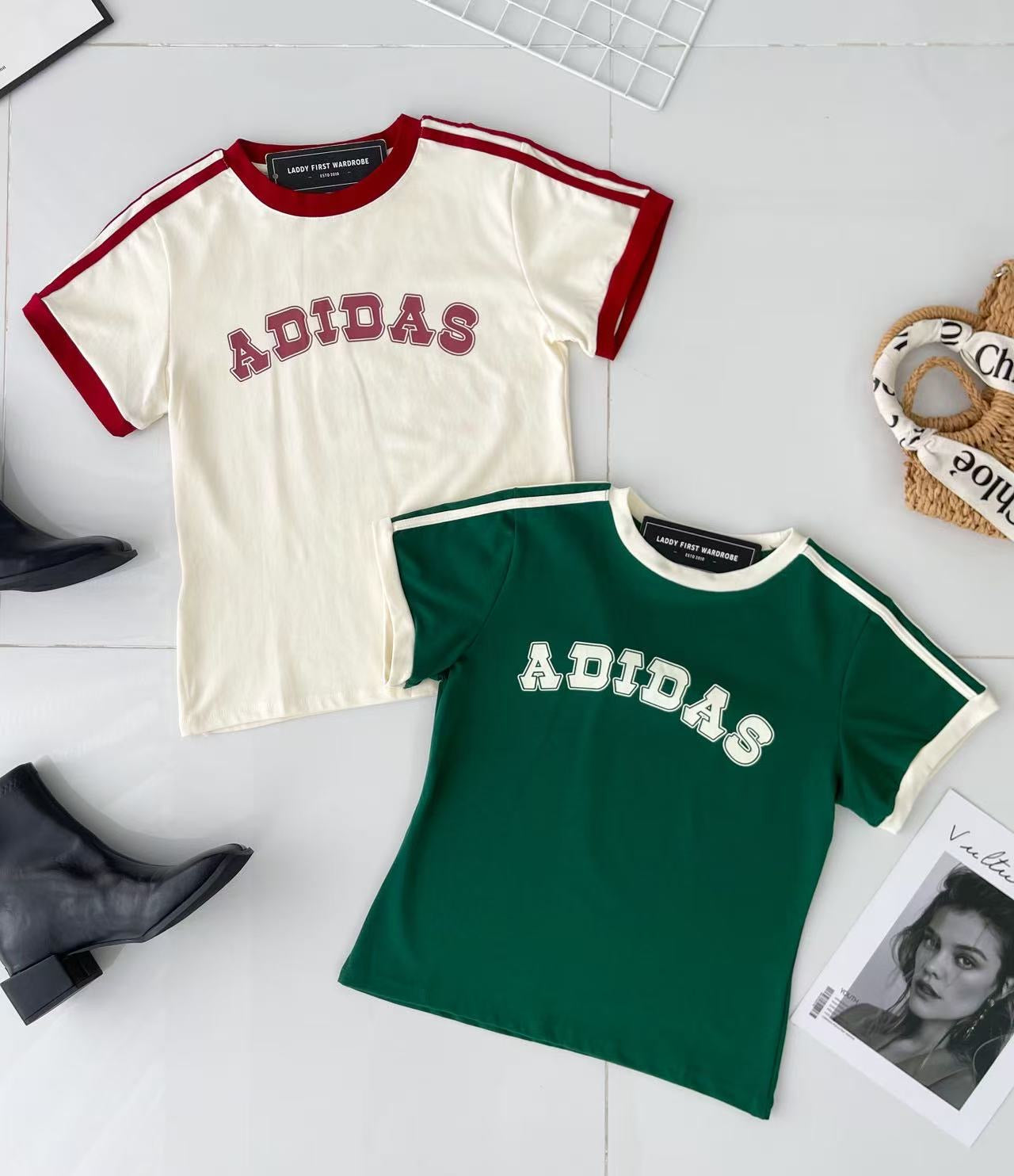 【T9466-1】⚡补货预订款⚡高品质A牌三条杠撞色系纯棉运动休闲上衣 ❤️