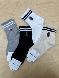 【P7266】✨现货✨高颜值INS风熊熊🐻线条拉边袜子 🧦【XB03-B65】