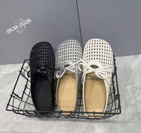 【R58332】✨现货✨高品质PU渔网蝴蝶结凉鞋 ❤️