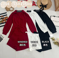【SS8235001】【LFW独家小圆饼】高品质两件式韩式气质长袖西装套装 腰围扭褶设计翻领长袖上衣➕西装高腰百搭短裤❤️❤️ 【D-R1-C5】