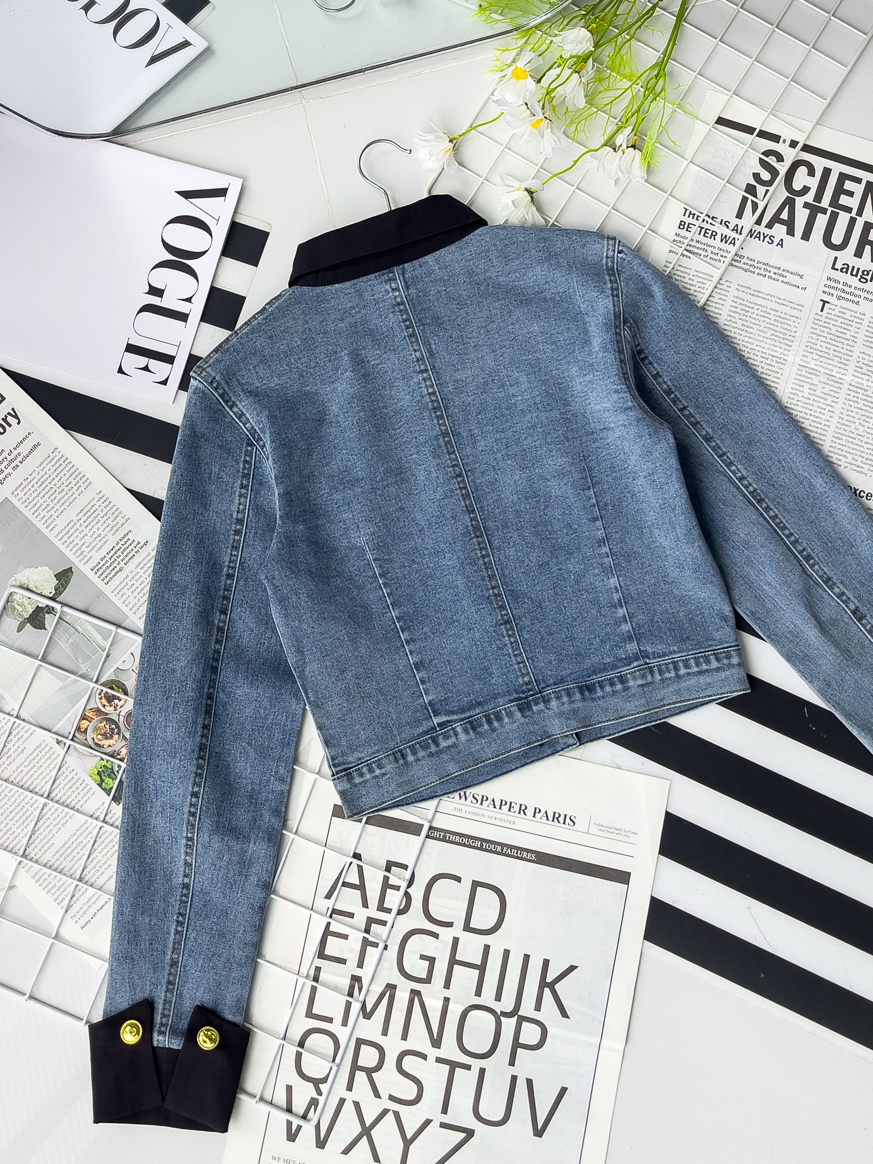 【JK3460】【LFW独家小圆饼】高品质COTTON JEANS精致纽扣翻领长袖百搭牛仔外套 ❤❤