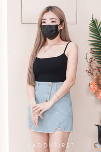 【S121537】高品质设计破洞边牛仔COTTON  JEANS高腰百搭裙子，后腰伸缩弹力有口袋 ❤️❤️【D-R1-C6】