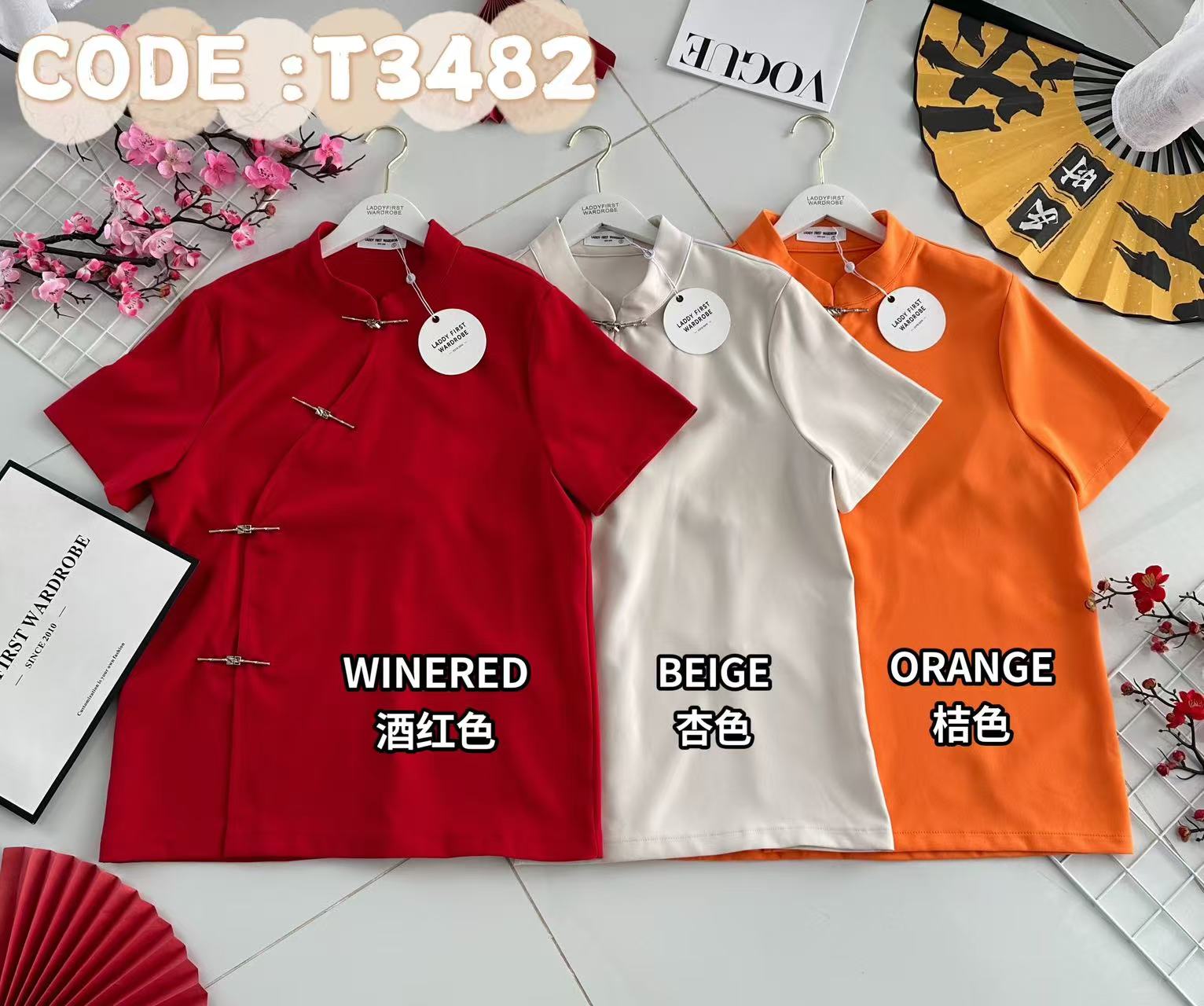 【T3482】【LFW独家小圆饼】高品质男女同款西装短袖金属盘扣唐装旗袍上衣，有口袋 ❤️❤️