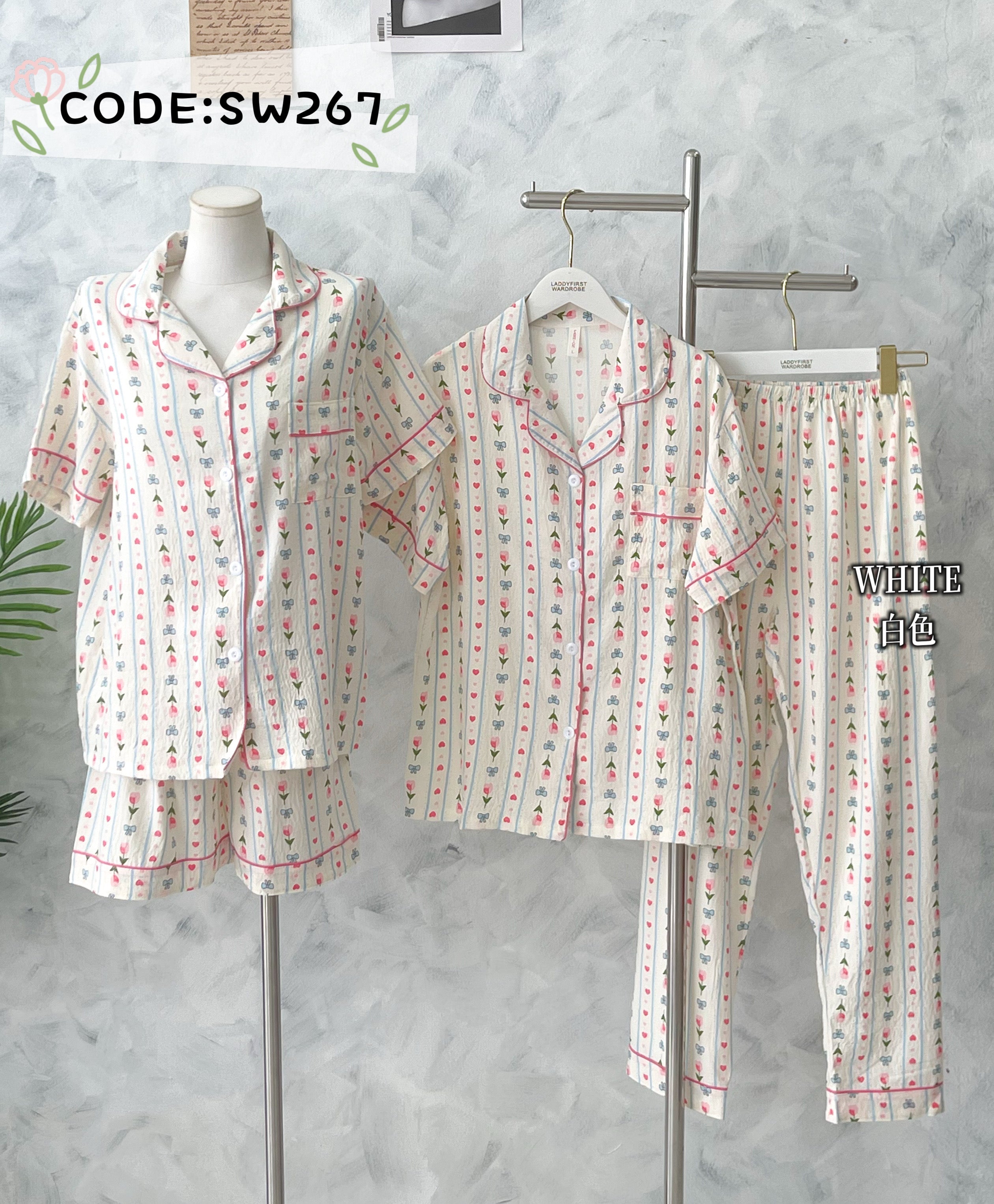 【SW267】高品质可爱甜美风三件套家居睡衣套装 上衣➕短裤➕长裤❤️❤️