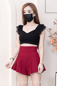 【S3380】【LFW独家小圆饼】高品质阔腿蓬蓬百褶显腰西装高腰百搭短裤，内层包臀防走光里布短裤 ❤️❤️【A-R3-C3】