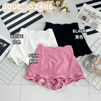 【S24116】【LFW独家小圆饼】高品质前裙后裤荷叶下摆西装高腰百搭裤裙 ❤️❤️ 【Ｄ-R3-C2】