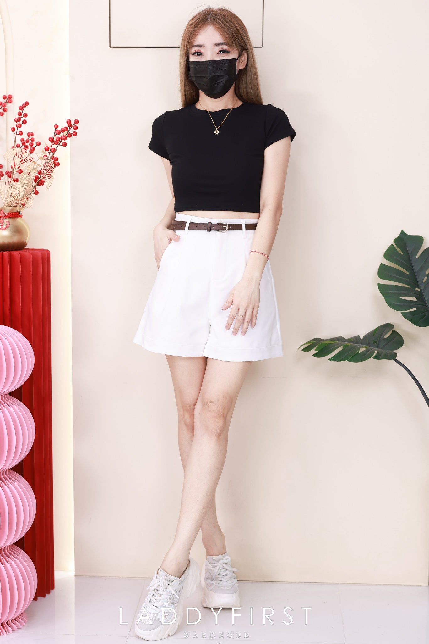 【S82532】高品质简约时尚西装高腰显瘦百搭短裤，搭配附送腰带，有口袋 ❤️❤️