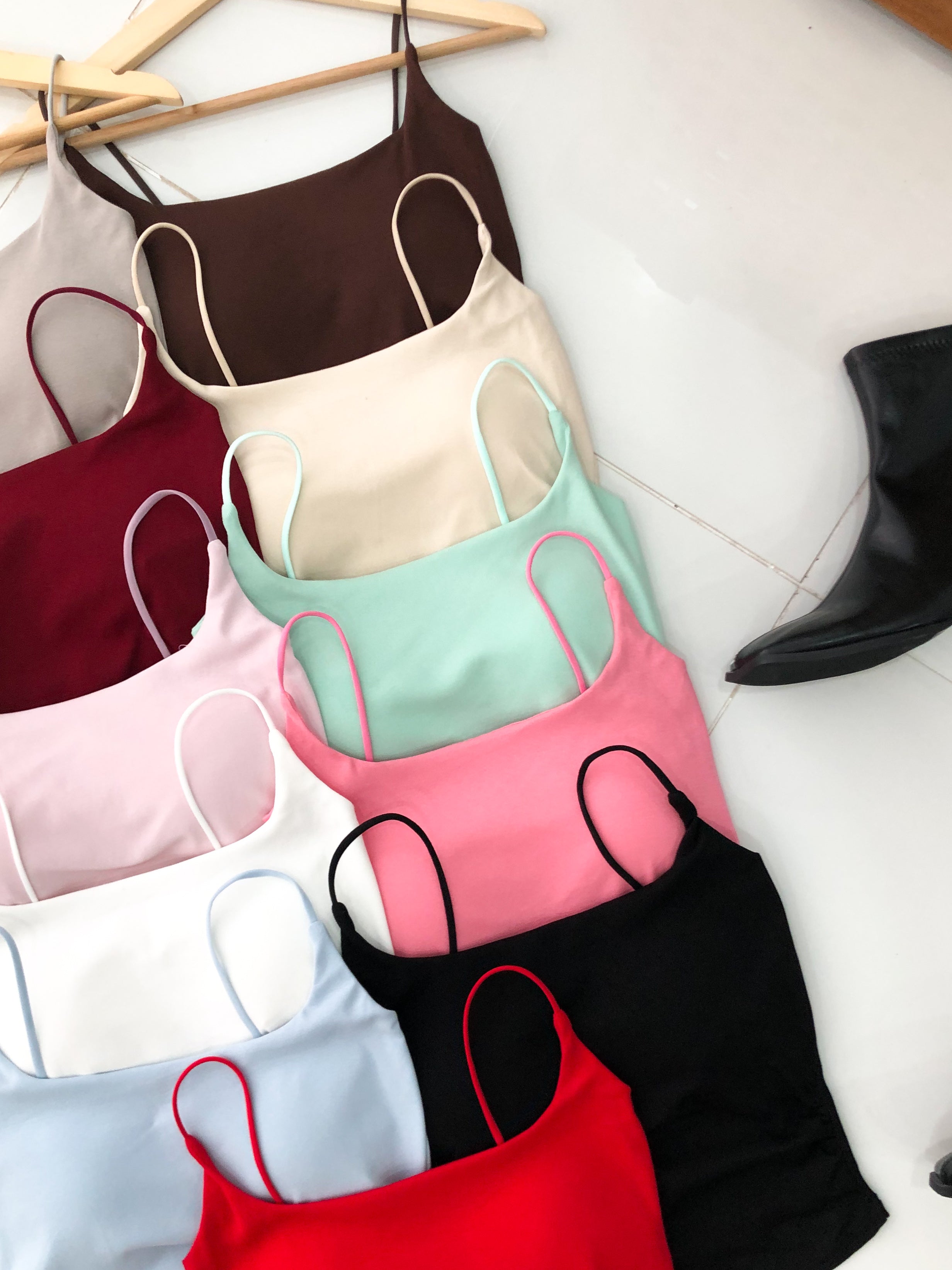 【T80658】高品质纯棉弹力带胸垫无线肩带上衣/内搭 ❤️❤️