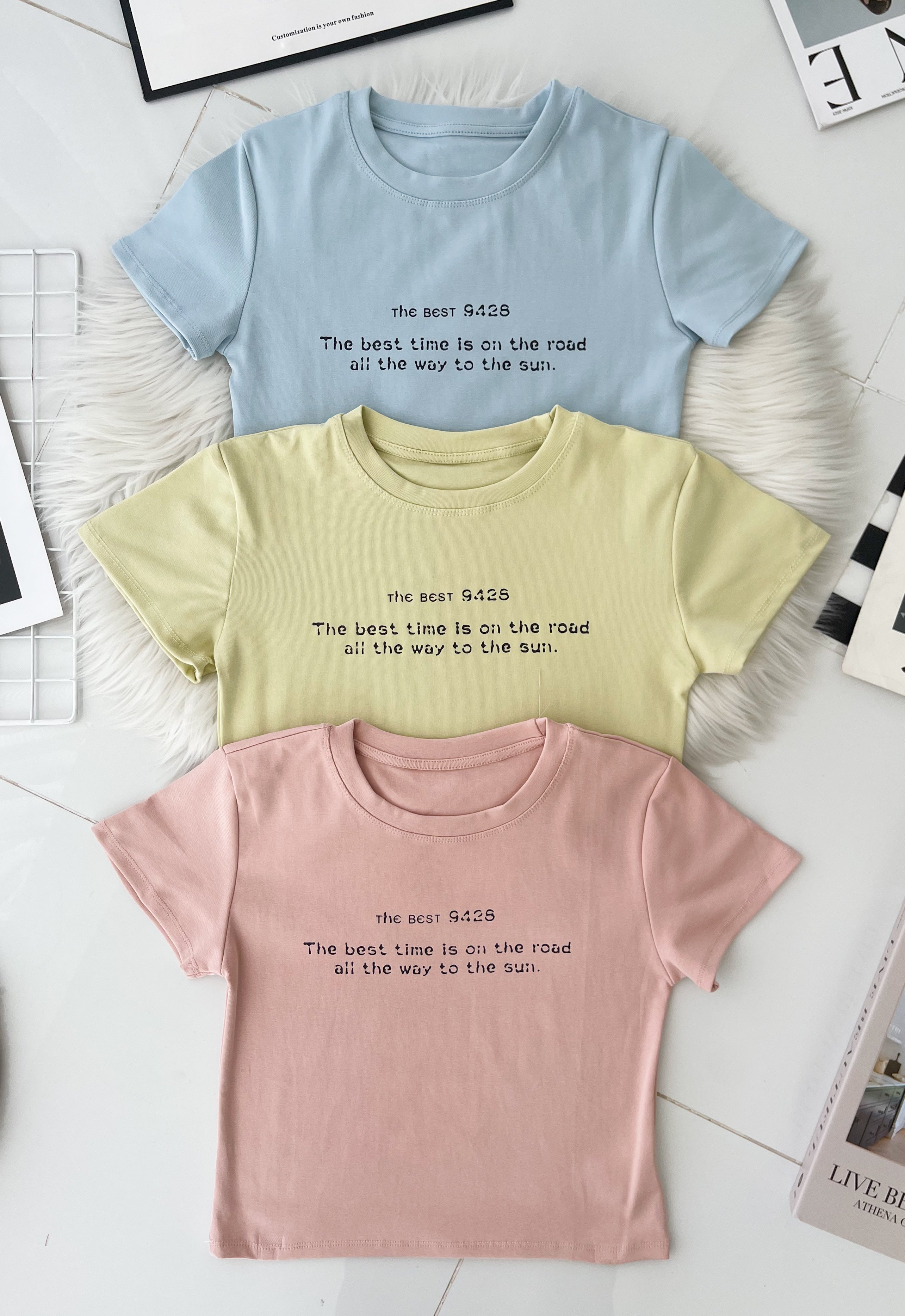 【T9017】高品质印图字母纯棉弹力圆领短袖日常简约休闲百搭上衣 ❤️