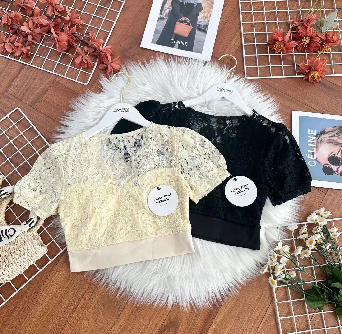 【SS3433】【网站福利款✨】【LFW独家小圆饼】高品质两件式高端气质时装套装 短袖蕾丝时装上衣➕中长款西装高腰裙子 ❤️❤️