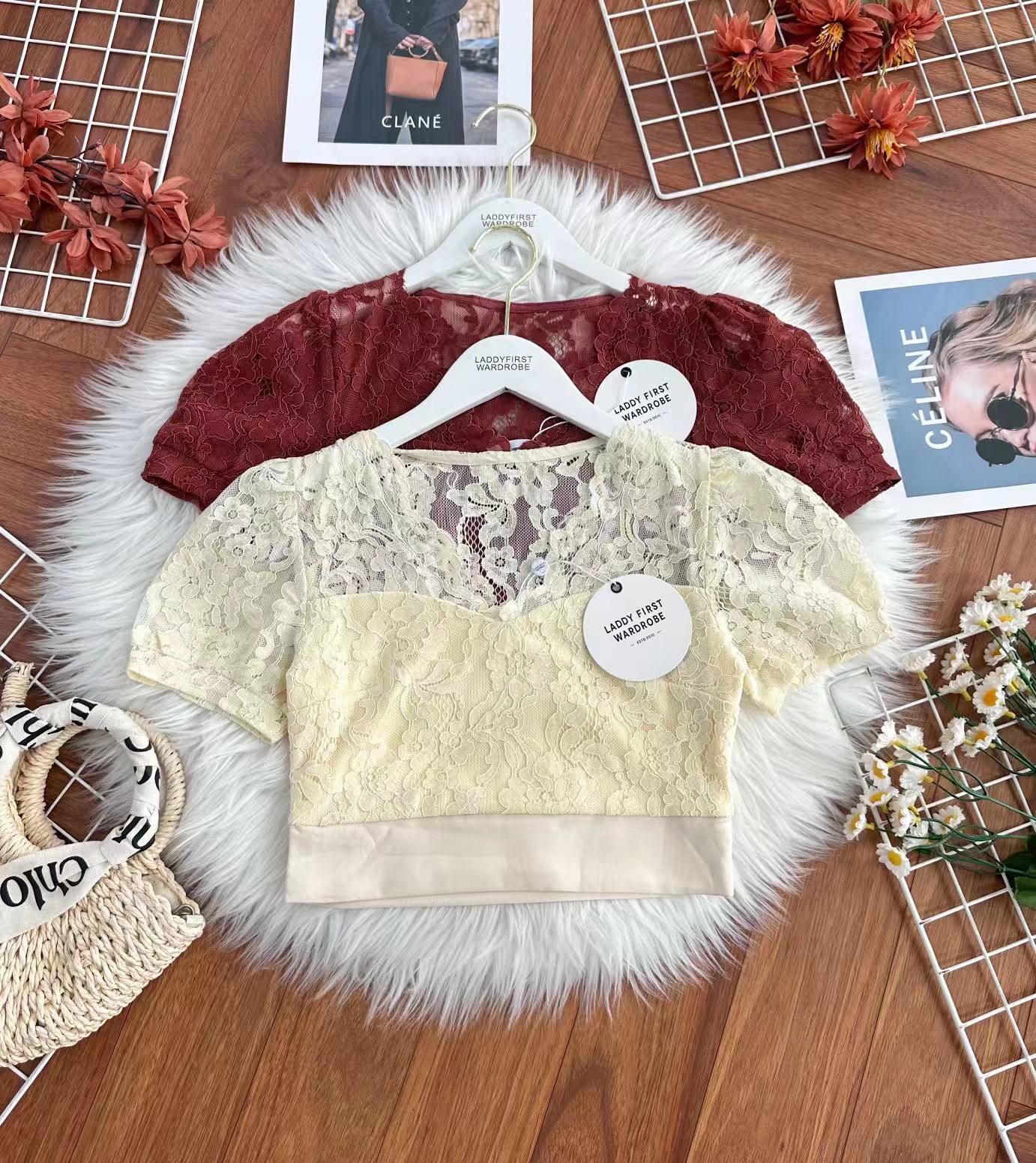 【SS3433】【网站福利款✨】【LFW独家小圆饼】高品质两件式高端气质时装套装 短袖蕾丝时装上衣➕中长款西装高腰裙子 ❤️❤️