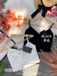 【T3358】V领小皱褶设计细带无袖纯棉弹力内搭上衣 ❤❤【A-R2-C2】